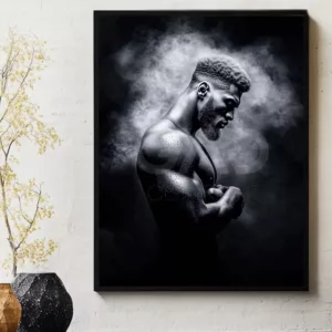 Fine art photography print of a muscle black man