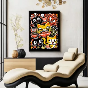 Cat Eating Ramen Poster print