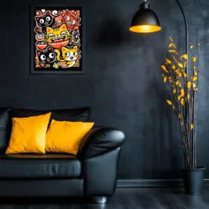 Cat Eating Ramen Poster worldwide