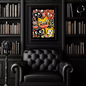 Cat Eating Ramen Poster art